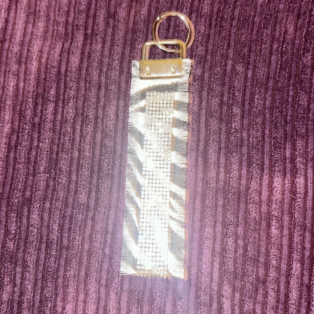 Frayed Rhinestone Wristlet Keychain